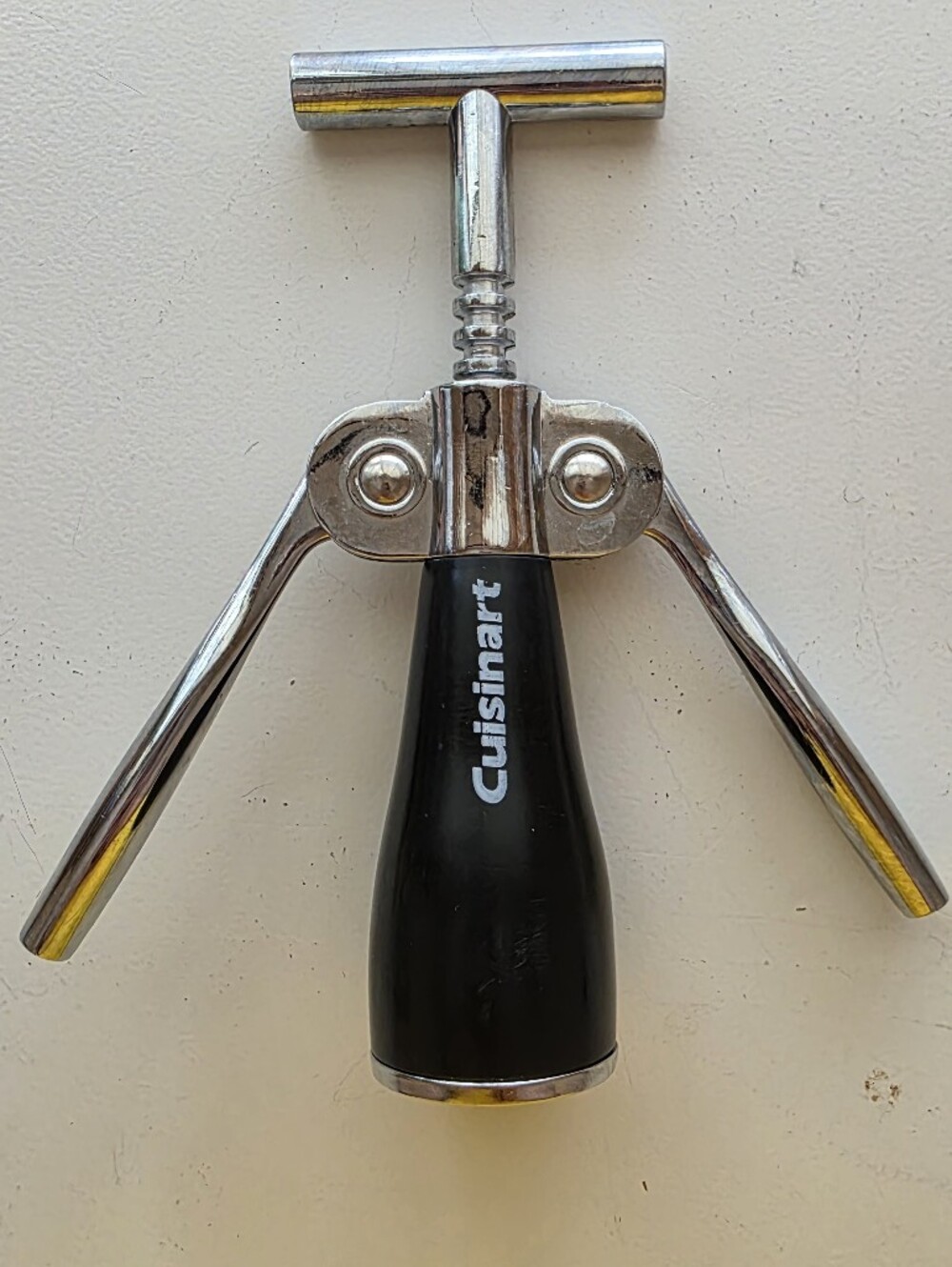 Cuisinart Corkscrew Wine Bottle Winged Opener Black Chrome Lever Cork Remover